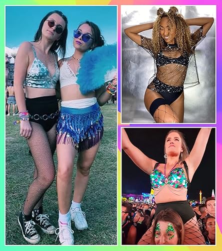 Miniatura 4 de EVELUST Pantalones cortos para mujer, cintura alta, levantamiento de glúteos, leggings exóticos para festivales