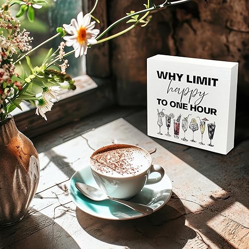 Miniatura 2 de Letrero de madera de Happy Hour  Decoración de carrito de bar de alegría, decoración de comedor, letreros de bar de cóctel para el hogar, accesorios