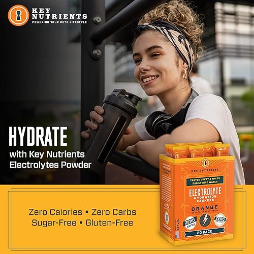 Miniatura 2 de KEY NUTRIENTS Paquetes de electrolitos multivitamínicos en polvo, naranja picante después del entrenamiento y recuperación, paquete de 20 paquetes