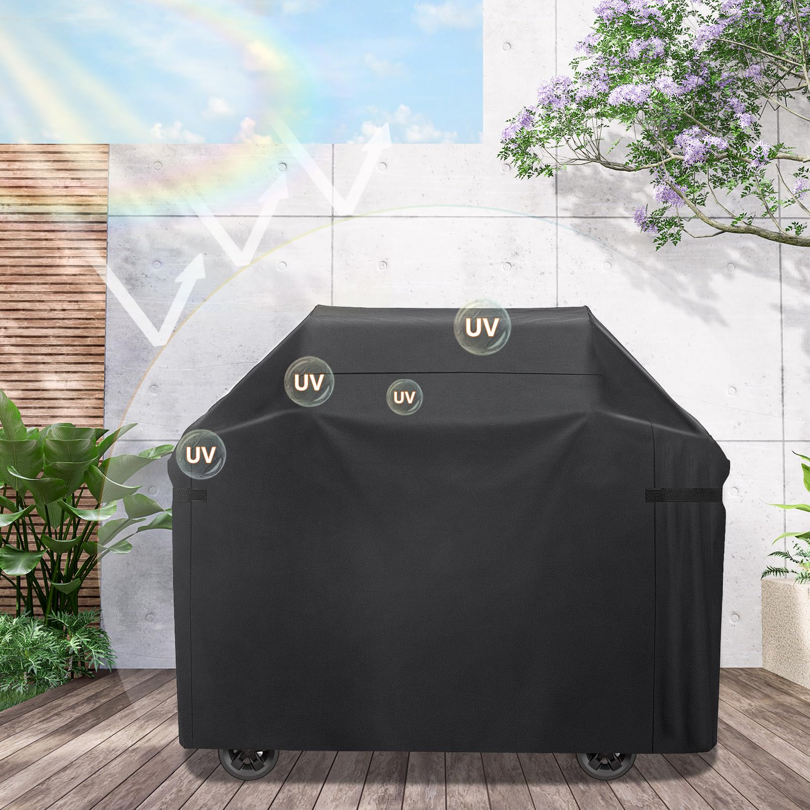 Grillabdeckung 183 Cm – Wasserdicht, 600D Oxford, Mit Klettband Für Weber & Co