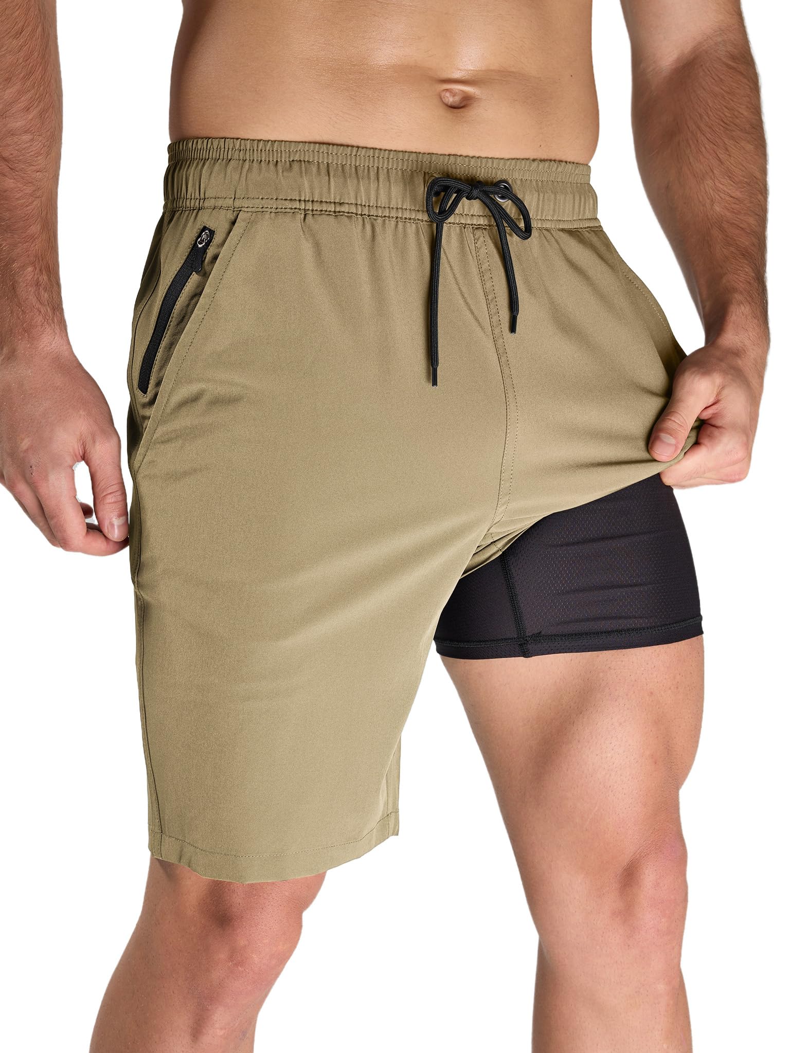 Arcweg Badehose Herren Lang 2 in 1 Badeshorts mit Kompression Liner – Schnelltrocknend, Atmungsaktiv, mit Reißverschlusstaschen und Verstellbarem Tunnelzug für Schwimmen, Surfen