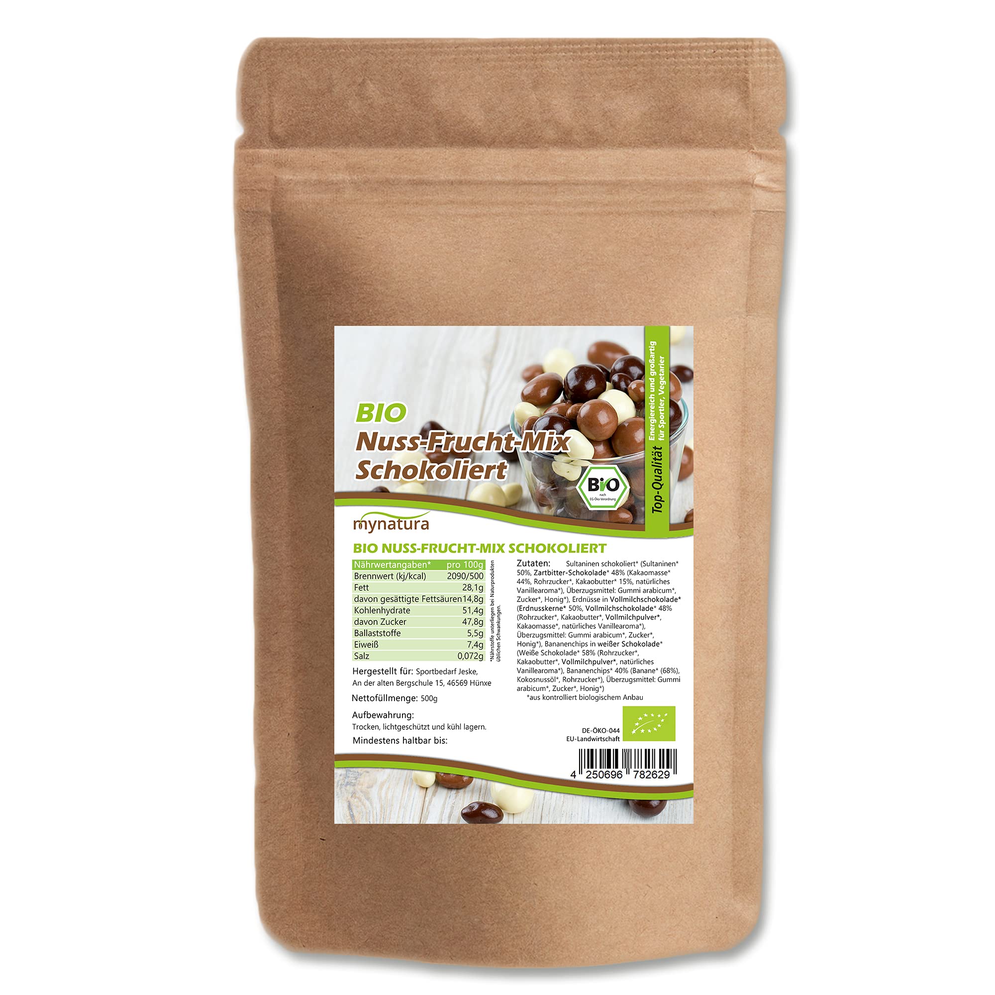 Mynatura Bio Nuss-Fruchtmischung schokoliert I Fruit-Nut-Mix I Früchte I Nüsse I In Schokolade I Snack I Nussmischung I Beutel (2000g)