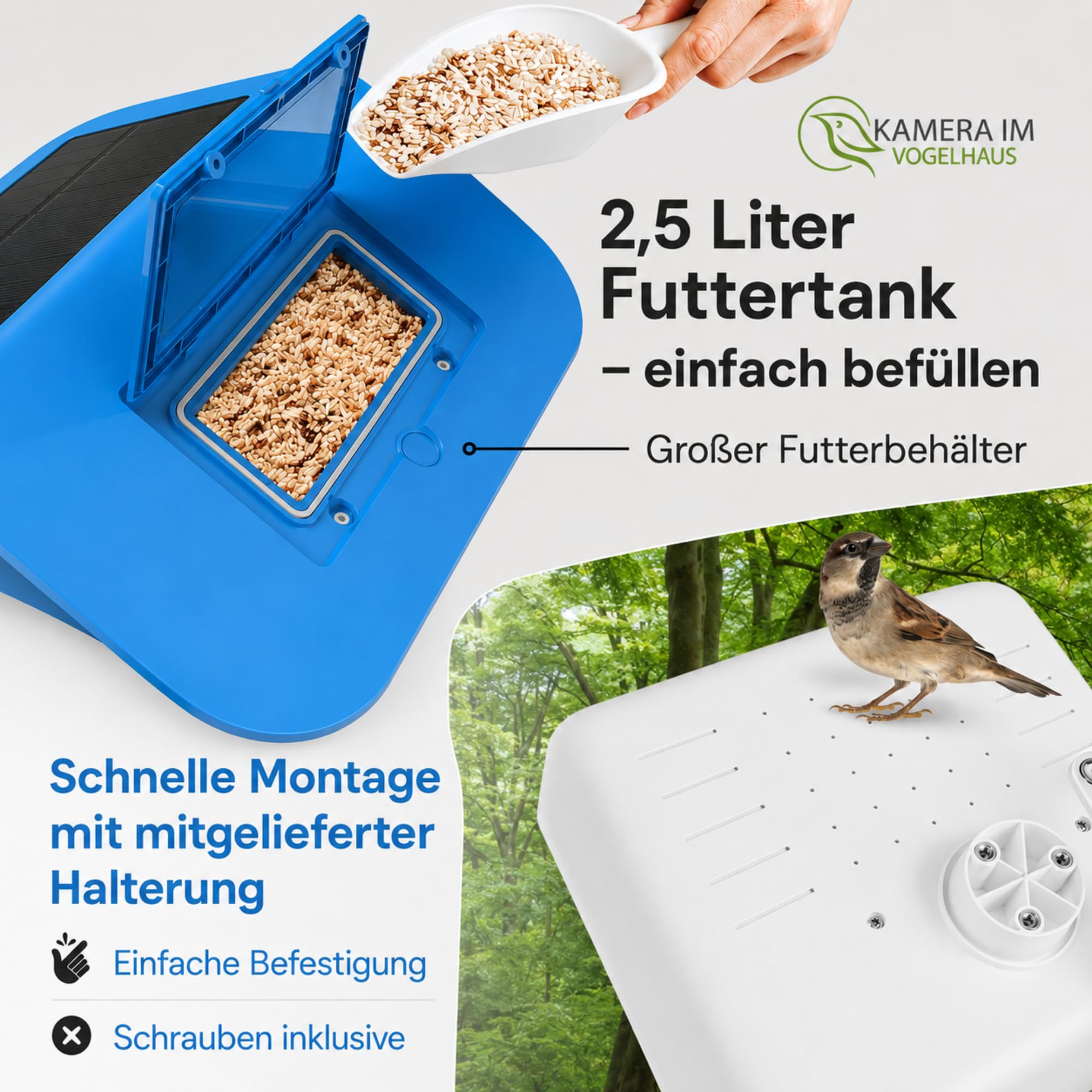 Smarter Vogelfutterspender mit WLAN-Kamera und Solar | Vogelhaus mit Kamera, Vogelfutterstation, Futterstationen für Wildvögel