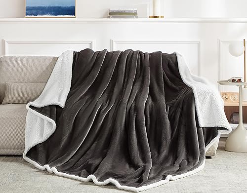 BEAUTEX Manta de forro polar sherpa, manta y manta de franela suave y esponjosa, mantas mullidas y acogedoras para sofá, cama, sofá para adultos (50