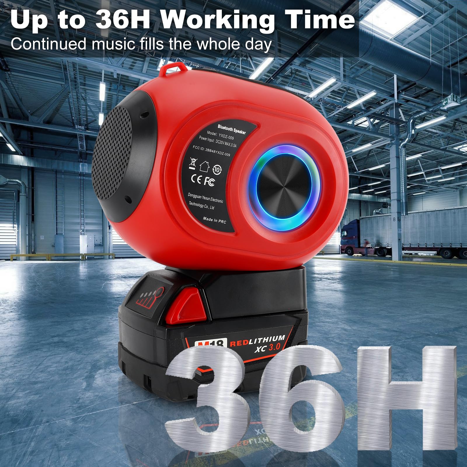 Bluetooth Speaker for Milwaukee M18 18V Li-ion Battery, Portable Speaker with 25W Tweeters, TWS Pairing, USB-A/C Port, Wireless Speaker for Garage Outdoor(Battery Not Included)