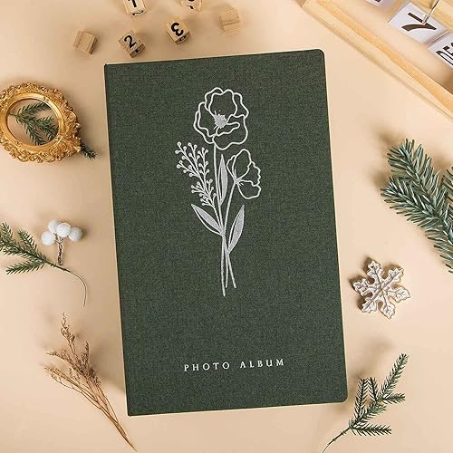 Miniatura 5 de Lanpn Álbum de fotos de 4 x 6 pulgadas, 300 bolsillos, álbumes de fotos de lino con capacidad para 300 imágenes horizontales, solo color verde