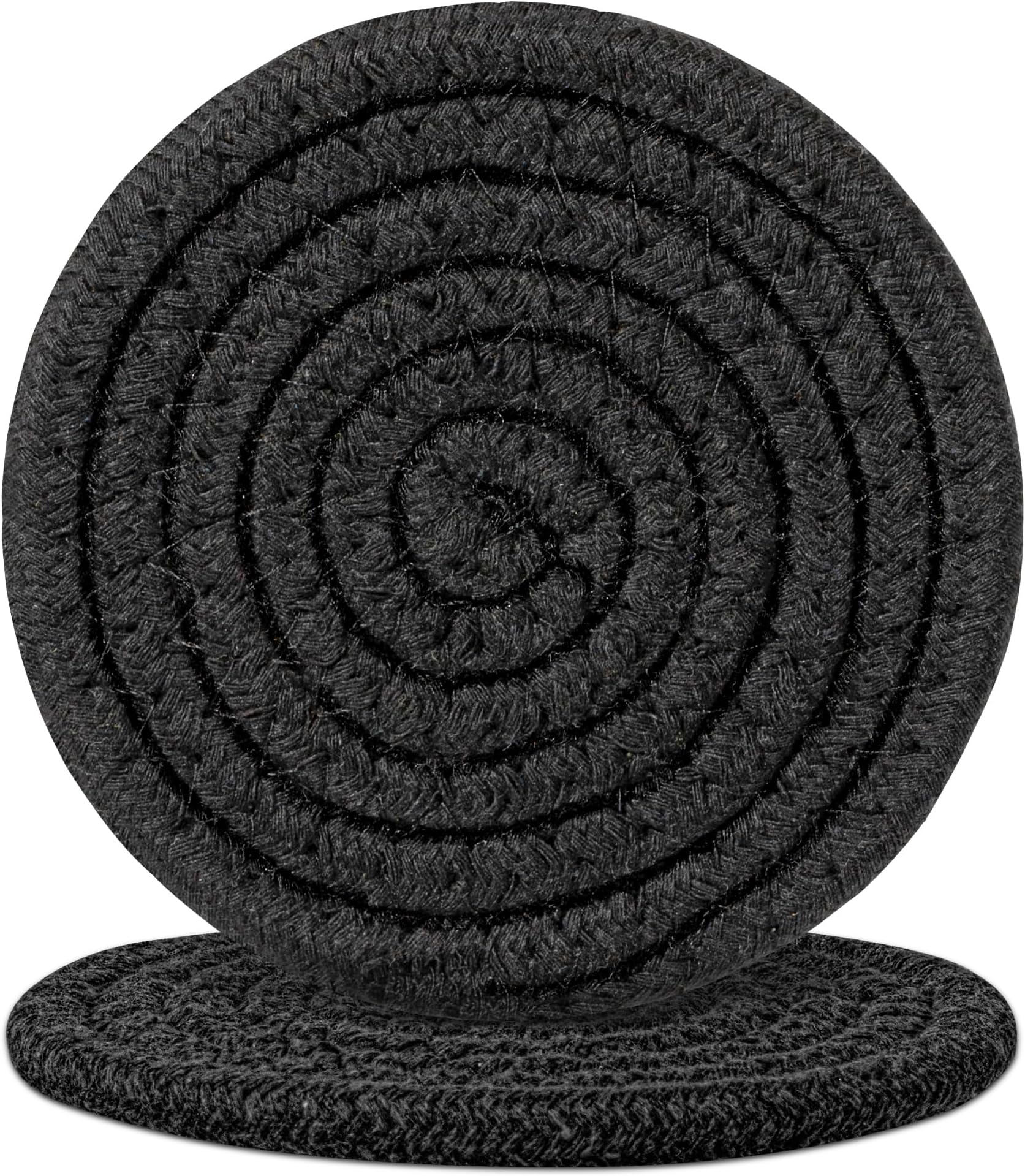 2 Pcs Black Drink Coasters, 4.3 inch