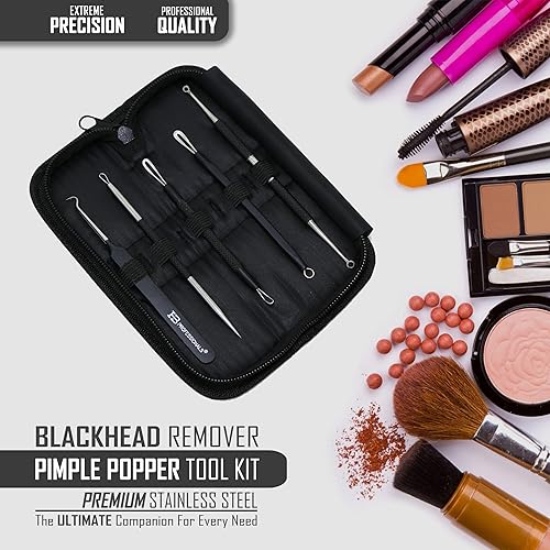Miniatura 6 de Kit de herramientas para eliminar puntos negros, kit de 5 piezas, acero inoxidable de alta calidad, extractor de comedones de espinillas, extractor