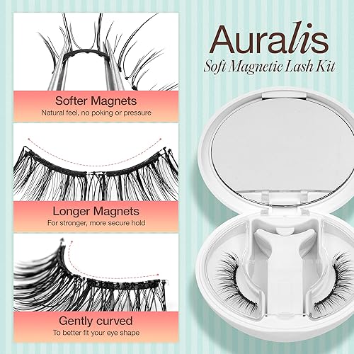 Miniatura 3 de LASHVIEW Pestañas magnéticas mejoradas con aplicador, pestañas magnéticas suaves reutilizables, aspecto natural con imanes ultrafinos de 0.007 in,