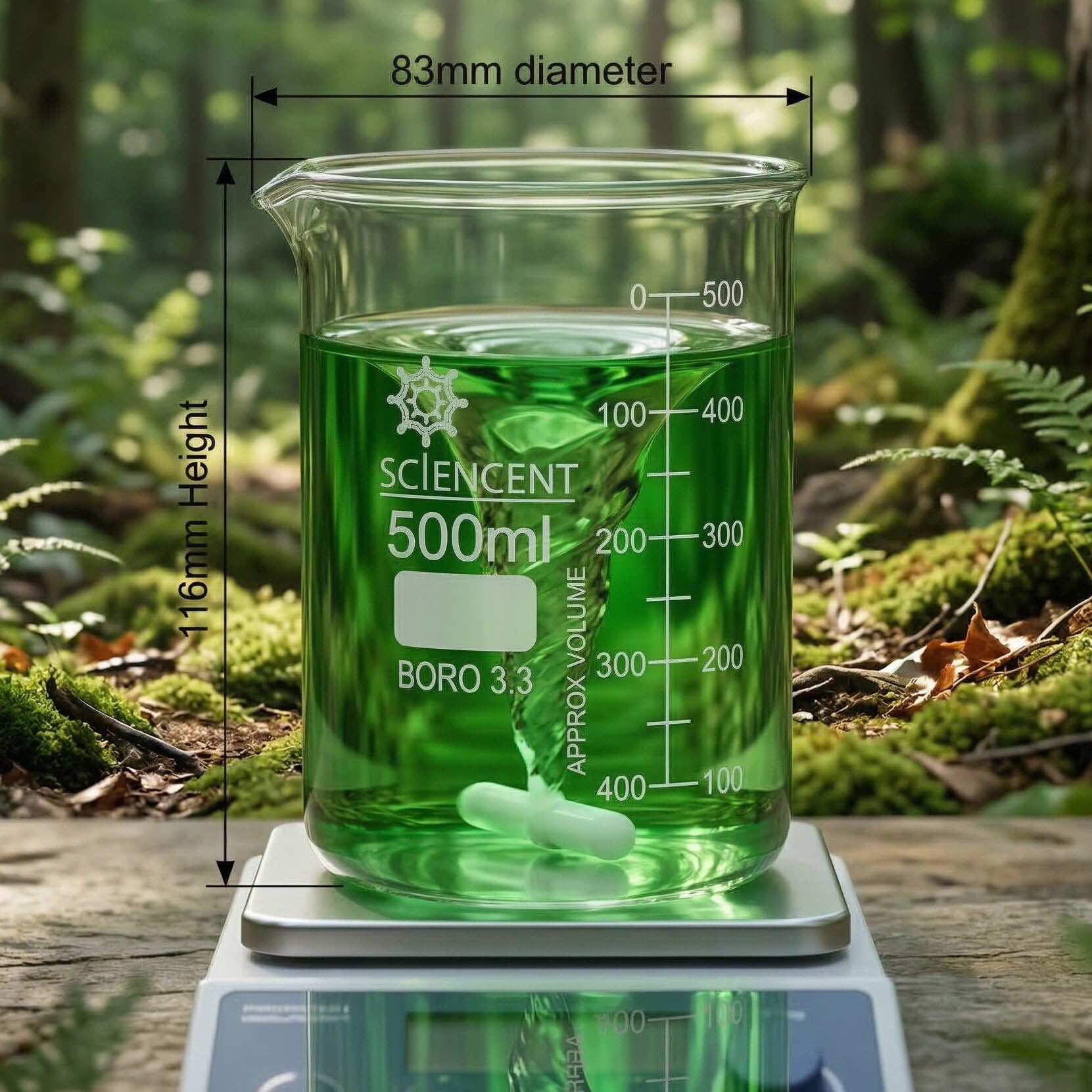 Vaso de cristal transparente de 50 ml, 100 ml, 250 ml, 500 ml, 1000 ml vaso medidor de borosilicato, vaso de cristal para escuela, química, laboratorio, suministros de estudio. Glass Beaker set of 5