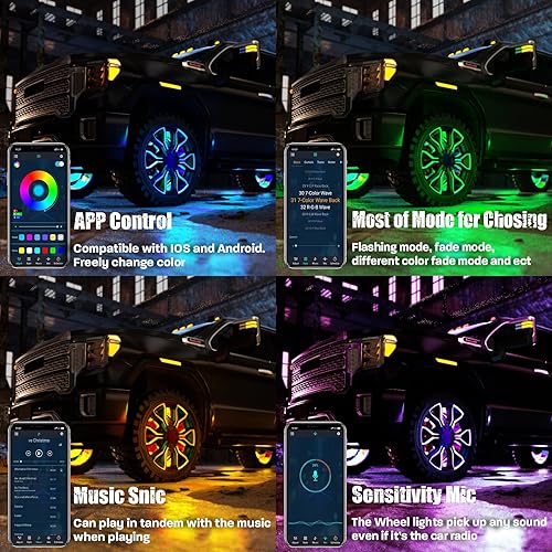 Miniatura 7 de SUNPIE Luces de rueda para camión, luces de llanta de 17 pulgadas para camión, compatible con camión, SUV con neumáticos de 21 pulgadas y 22