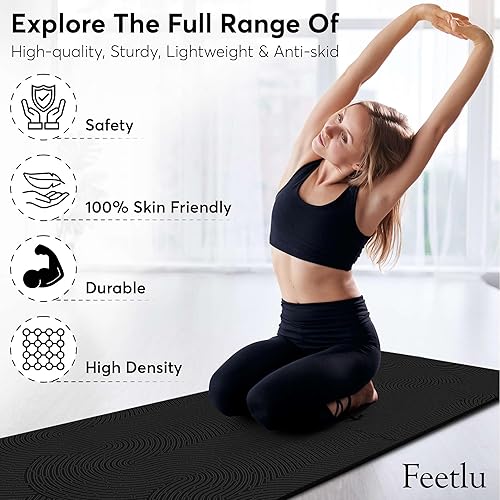 Miniatura 5 de Extra Thick 12mm Exercise Mat Non-Slip, Joint-Friendly & Cushioned Fitness Mat for Yoga, Pilates & Floor Workouts Durable, Supportive & Includes