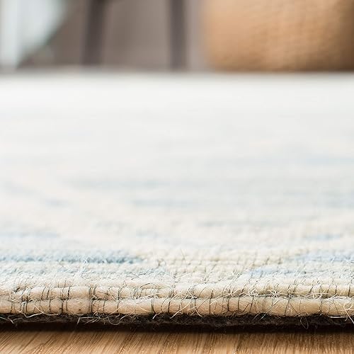 Miniatura 5 de SAFAVIEH Alfombra de área de 8 x 10 pies Colección Marbella Grande Azul oscuro y marfil, lana hecha a mano, ideal para sala de estar, dormitorio,