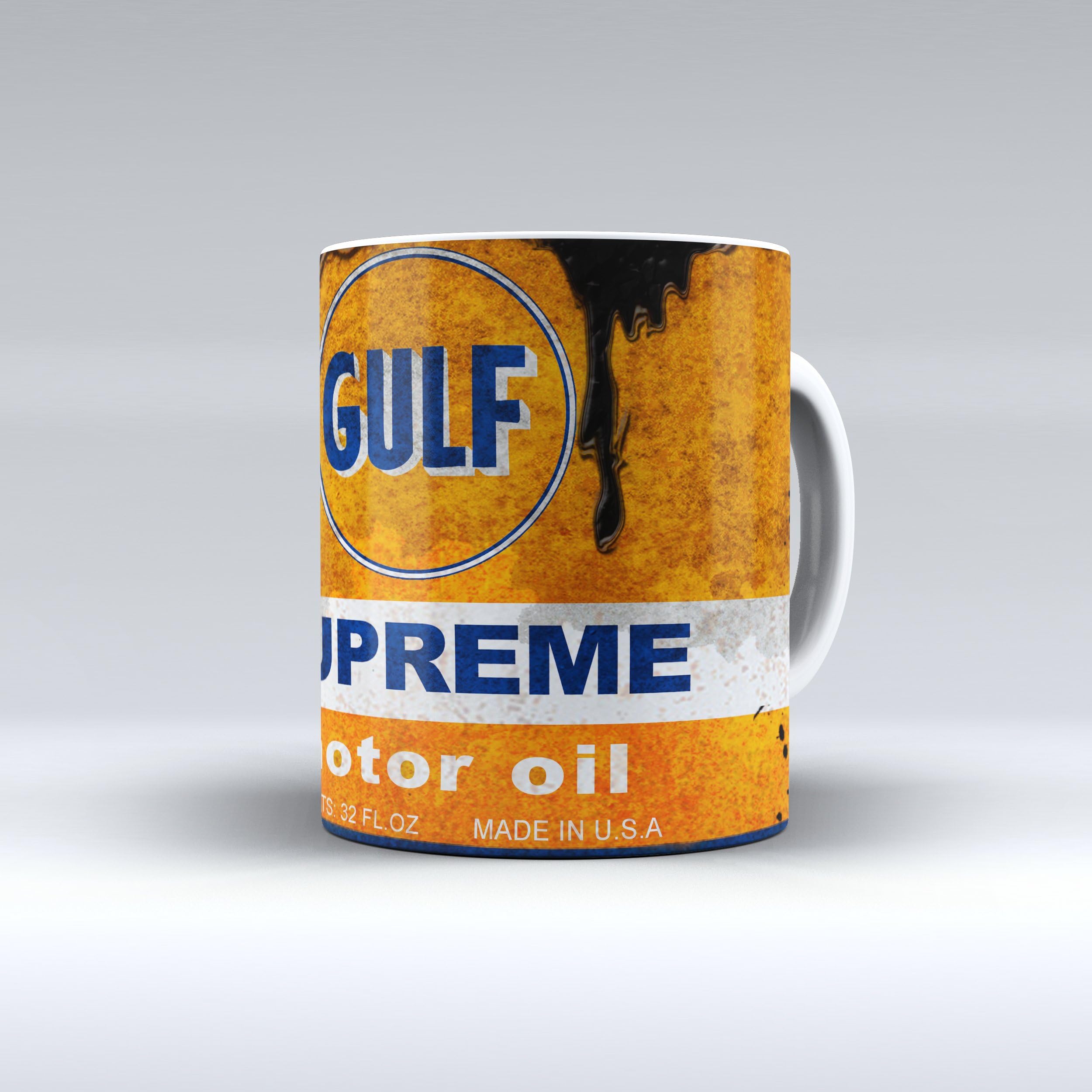 Coffee Mug 11 Oz Vintage Gulf Motor Oil Can Garage Collectible