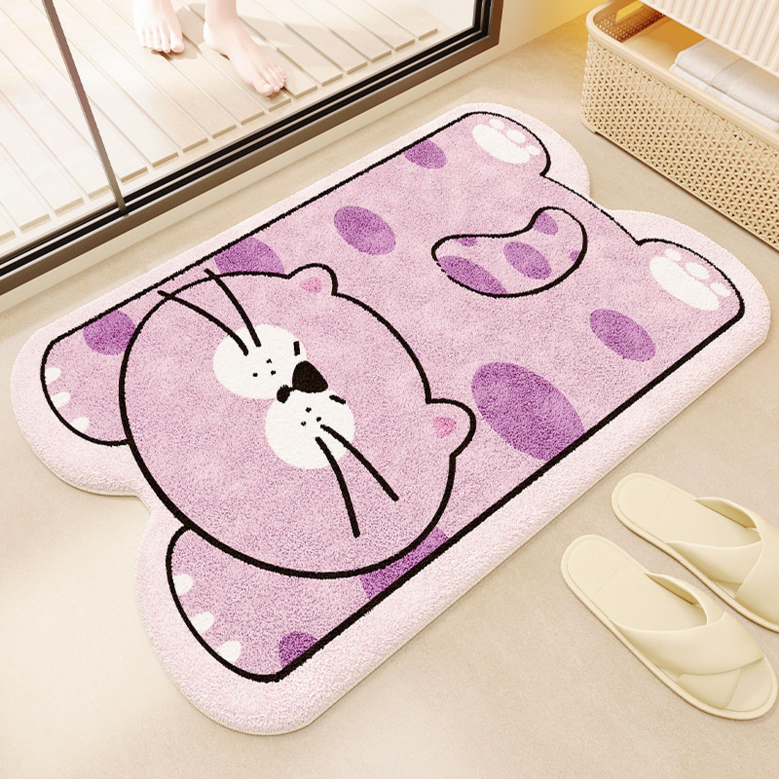 Tapis de bain violet 40x60 cm antidérapant en microfibre