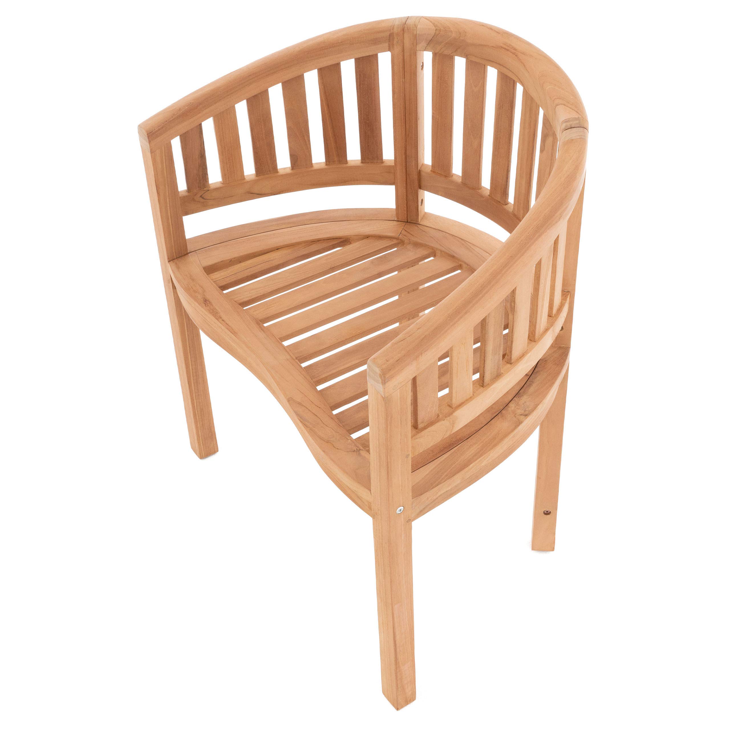 SONLEX Bananen-Stuhl Teak-Holz behandelt – Gartensessel Gartenstuhl Balkonstuhl Veranda-Stuhl Gartenmöbel geschwungen massiv handgemacht