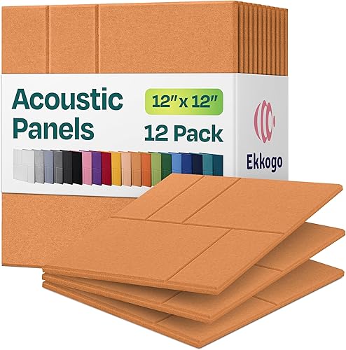 Paquete de 12 paneles acústicos con aislamiento de sonido para paredes 12 x 12 x 0.4 pulgadas Paneles decorativos para amortiguación de sonido para