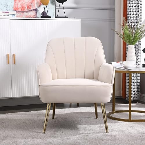 Miniatura 3 de HANLIVES Silla decorativa de terciopelo, moderno sillón de sherpa tapizado de mediados de siglo, cómodo sillón para sala de estar, dormitorio, sala