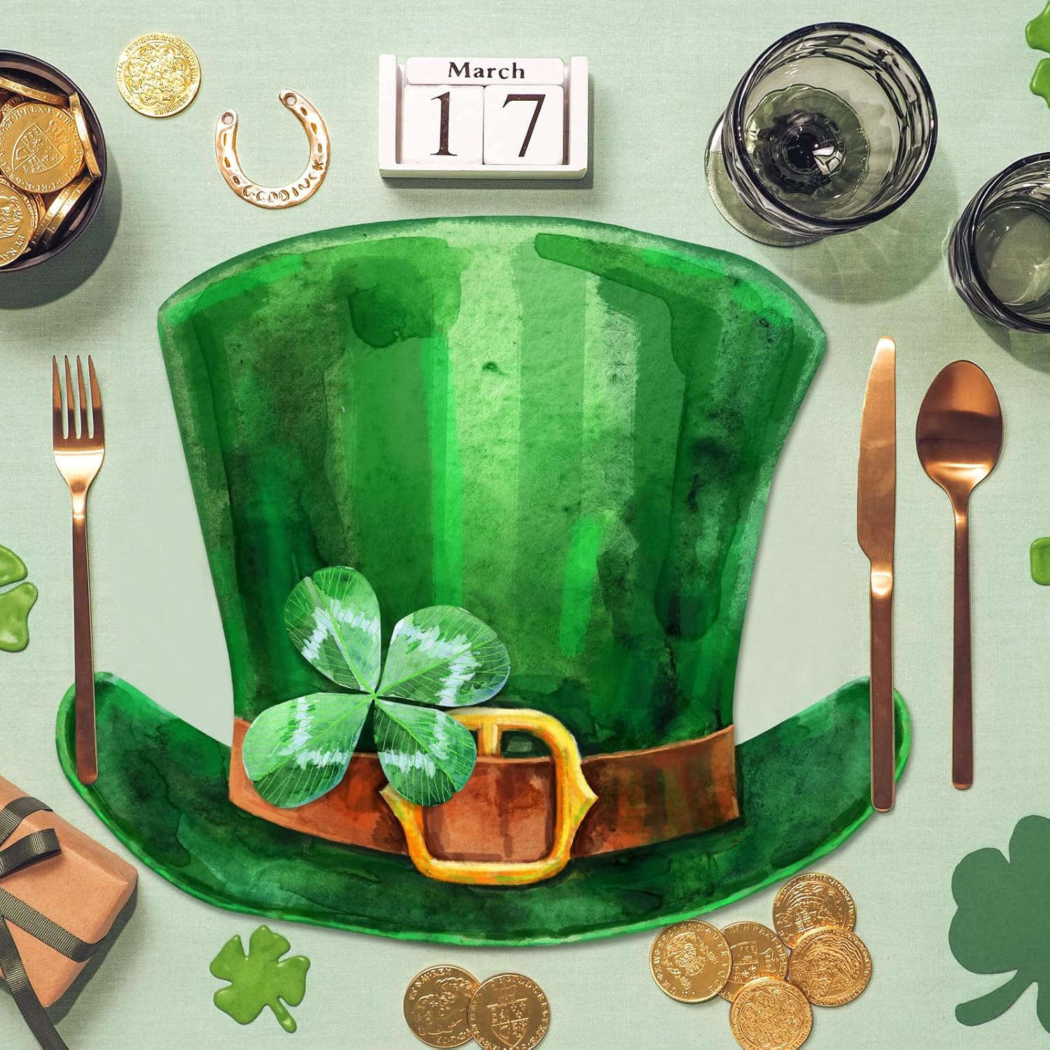 Teling 80 Pcs Paper Placemats Disposable Decorative Paper Table Mats for Kitchen Dining Table Home Party Supplies Decorations(St Patricks Day)