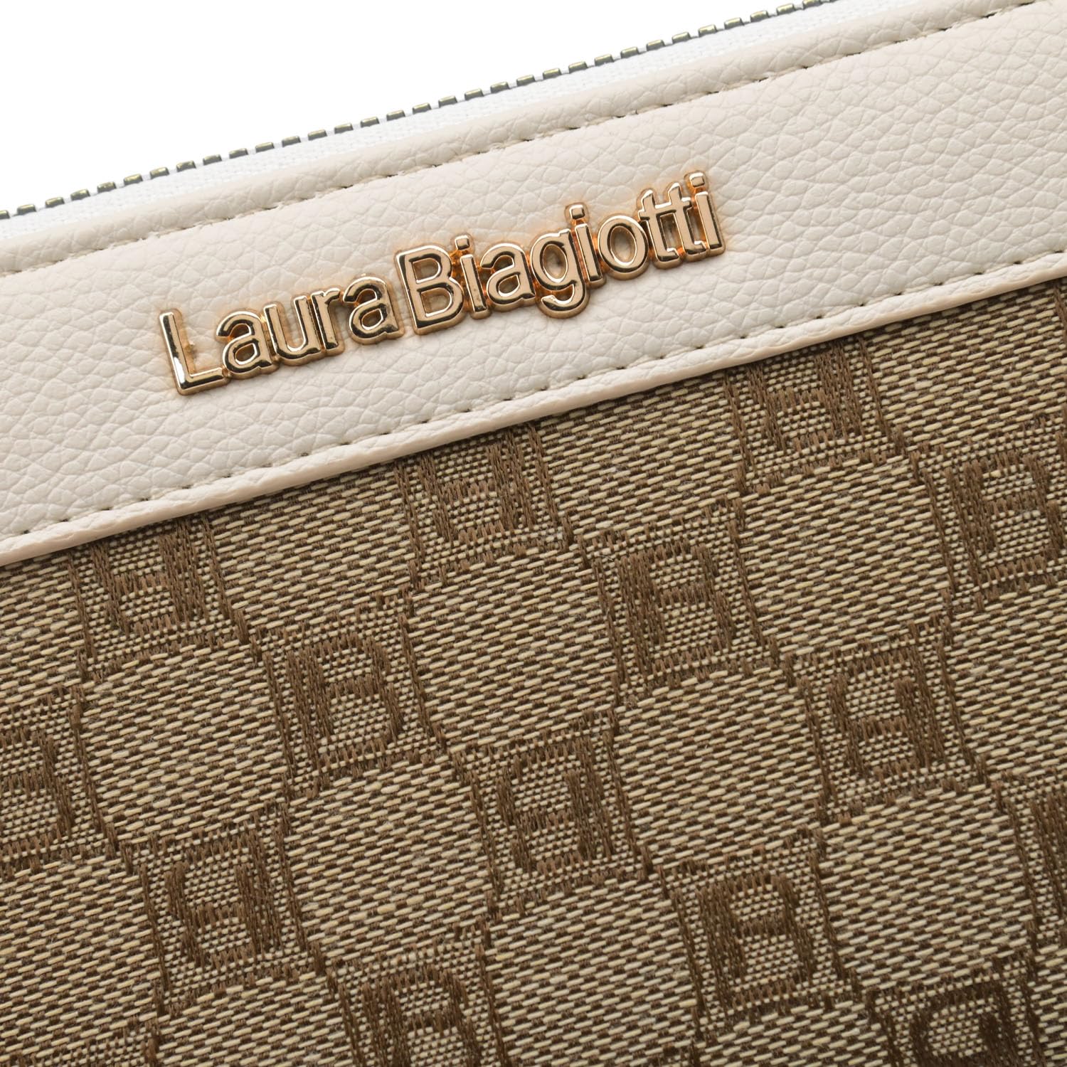 Laura Biagiotti Portafoglio Donna Grande in PU e Tessuto Logato, Con Portamonete e Scatola Regalo