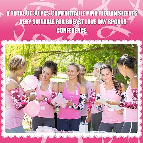 Miniatura 7 de Panitay 40 pares de mangas de concientización sobre el cáncer de mama, mangas de compresión para brazos, mangas de compresión para brazos, mangas de
