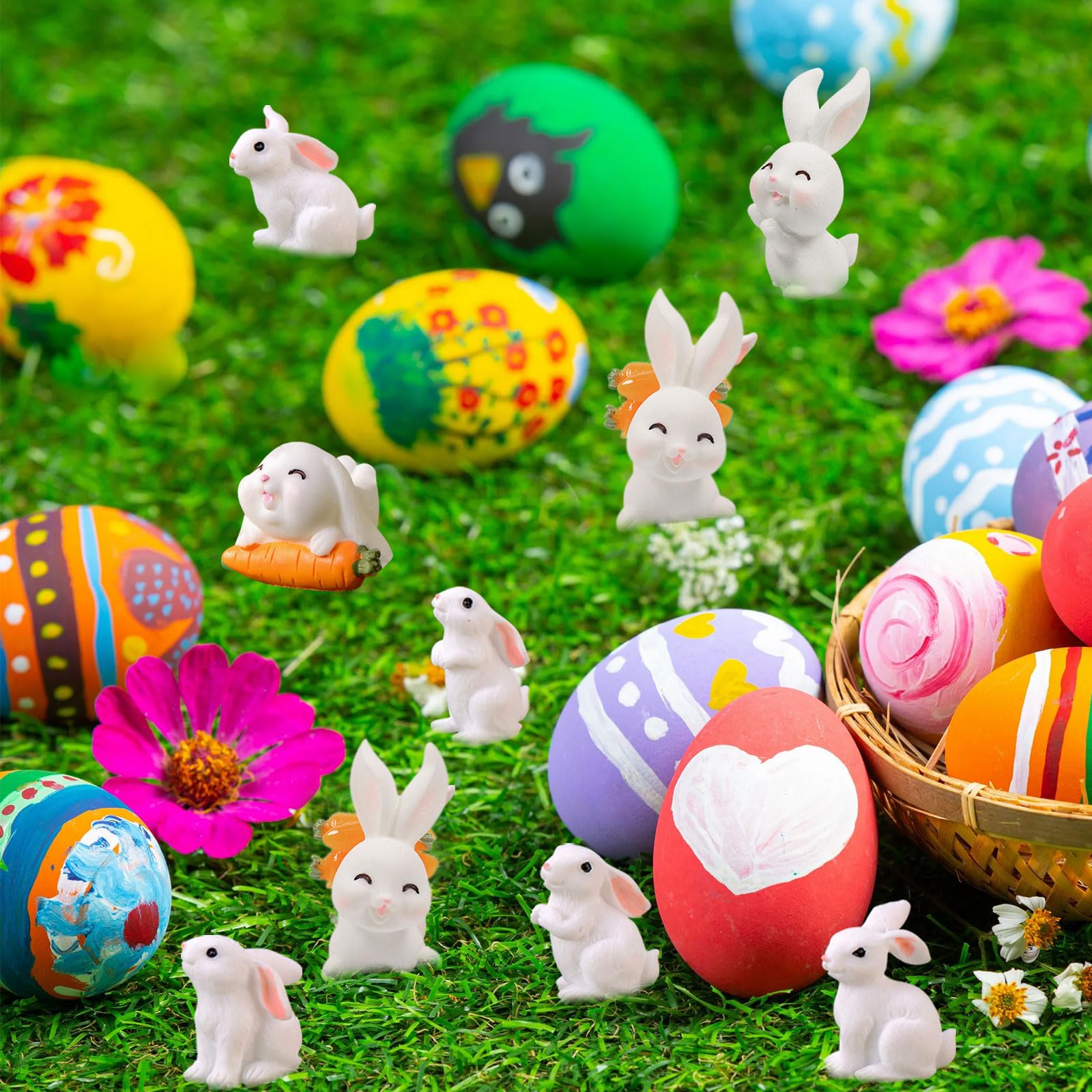 24 Miniatur-Kaninchen Figuren – Süße Osterhasen-Deko Für Garten, Kuchen & Mehr