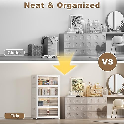 Miniatura 6 de SAILUN 660QT - Contenedores de almacenamiento apilables con tapa, contenedores de almacenamiento plegables con puertas y ruedas, contenedores