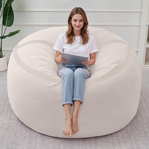 Miniatura 133 de HABUTWAY Puf gigante de 2 pies para adultos, con relleno de espuma viscoelástica, puf grande con funda de terciopelo holandés extraíble para sala de