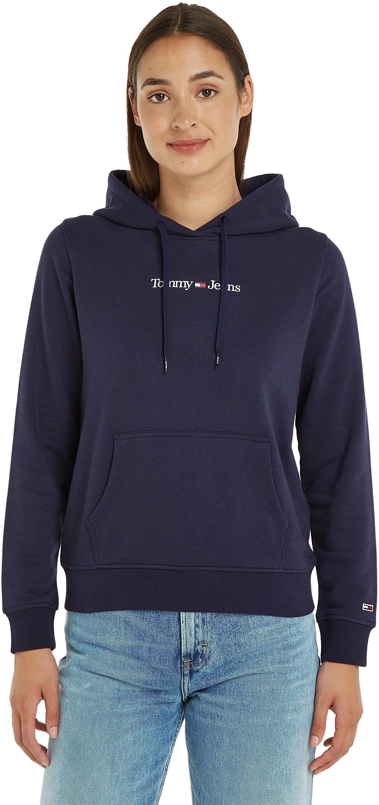 Tommy Jeans Damen Hoodie Regular Serif Linear mit Kapuze