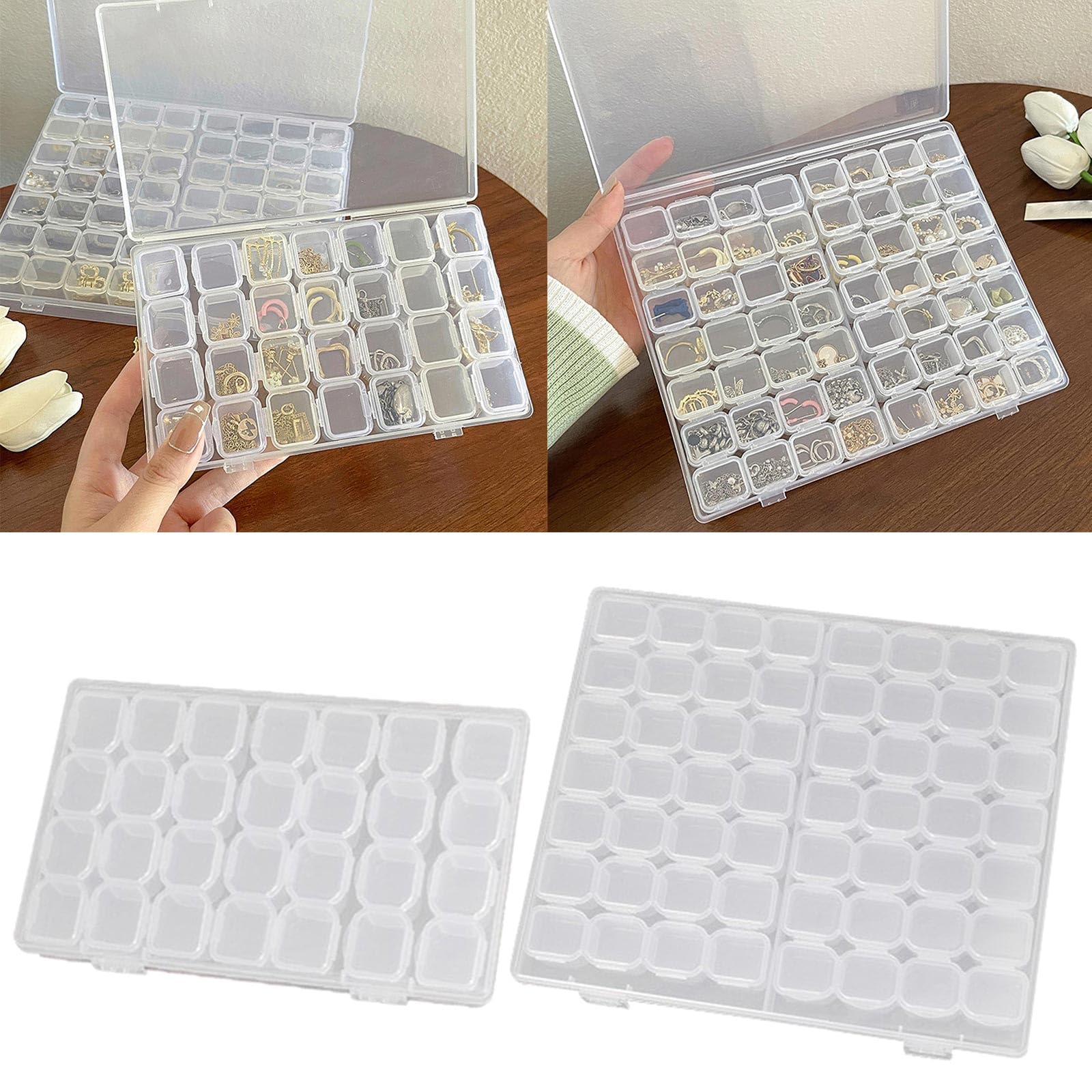 YCTTKDD Bandeja de joyería Estuche de Almacenamiento de aretes Organizador de Joyas fácil de Transportar Solución de Almacenamiento para aretes y Anillos pequeños Caja compacta para aretes