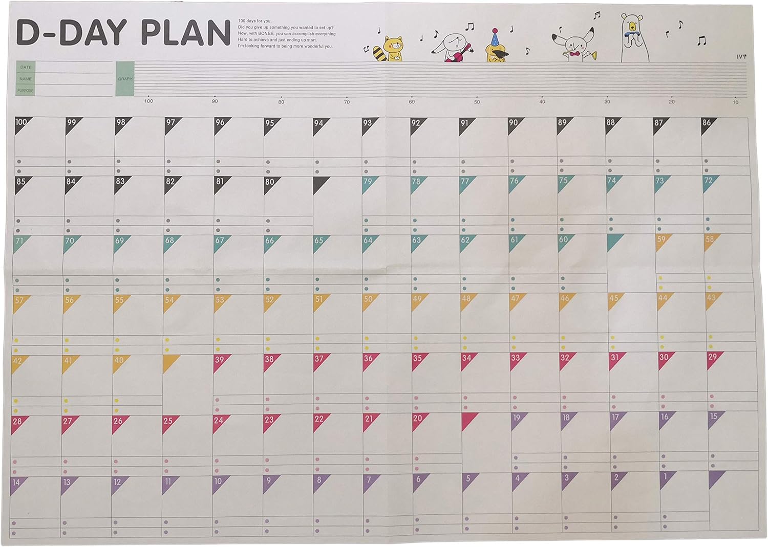Amazon.com : Excelityd-Day 100 Calendar Plan Paper 100 Days Countdown Schedule Wall Calendars-3 Pack : Office Products
