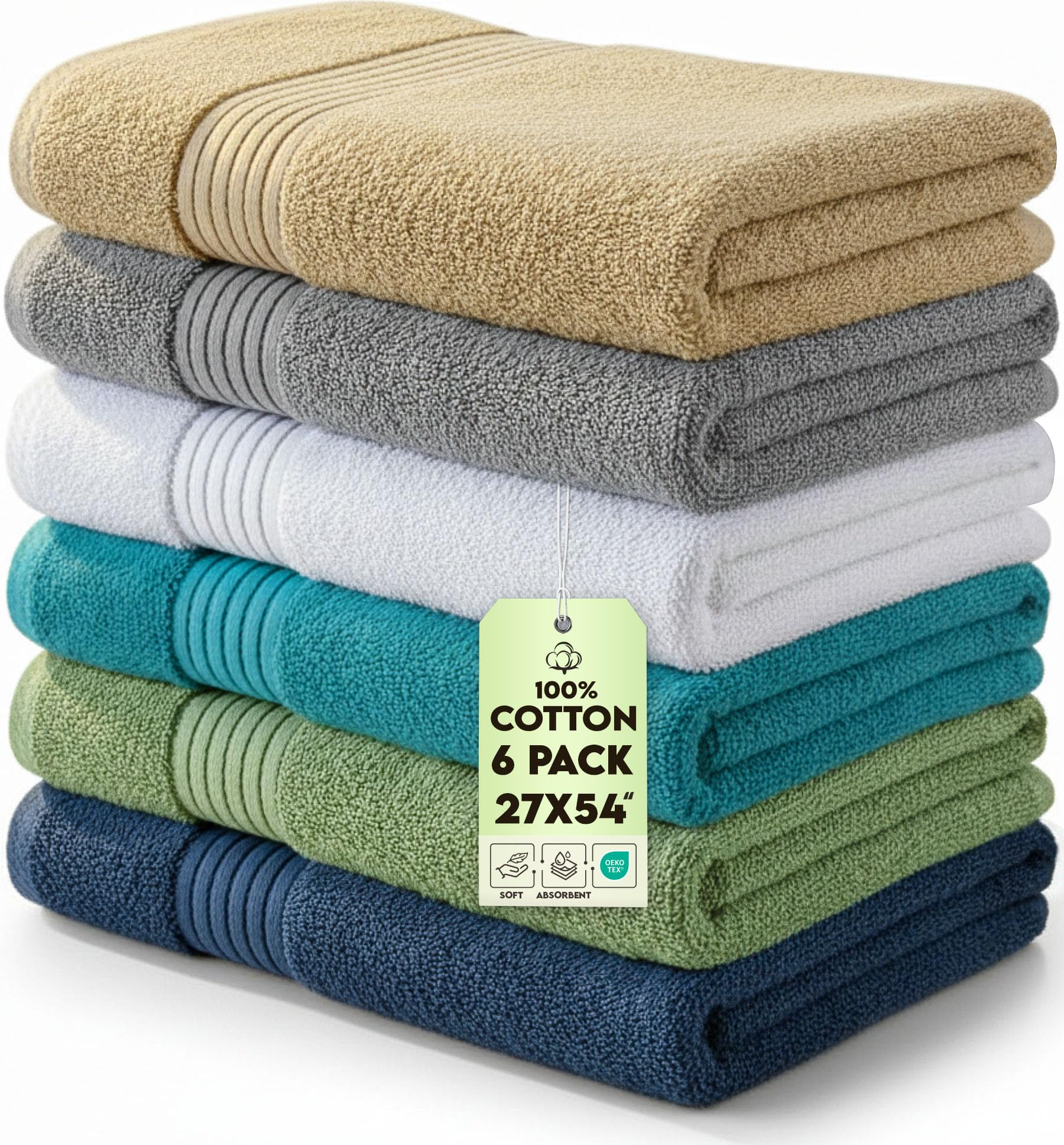 Utopia Towels 6 Pack Bath Towels Set 27 x 54 Inches 100 Ring Spun Cotton Quick Dry Highly