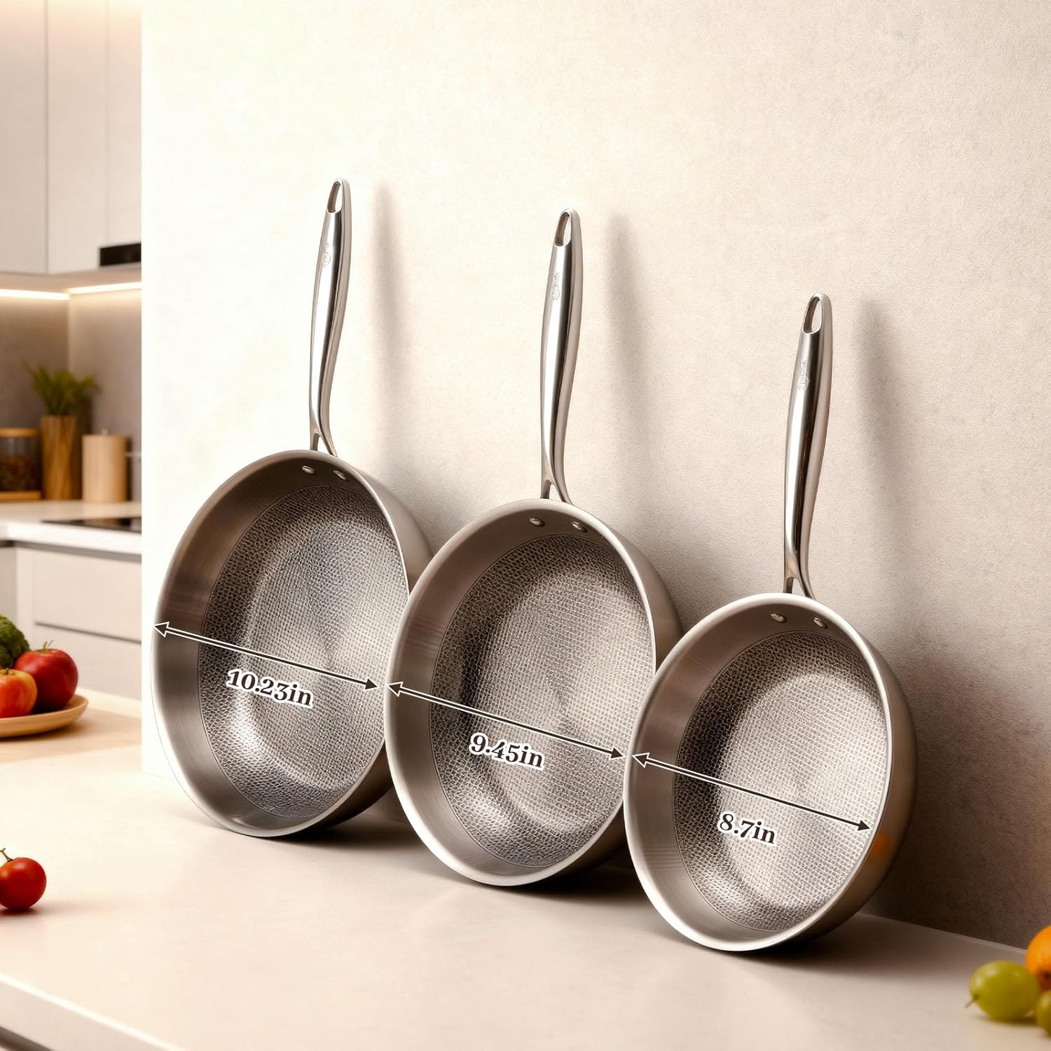 9.45 Inch Titanium Pan,99.6% Titanium Frying Pan for Cooking Healthy Non-Toxic Cookware with Lid Plateful Pan for Even Heating, Induction Compatible, Oven & Broiler Safe - Image 7