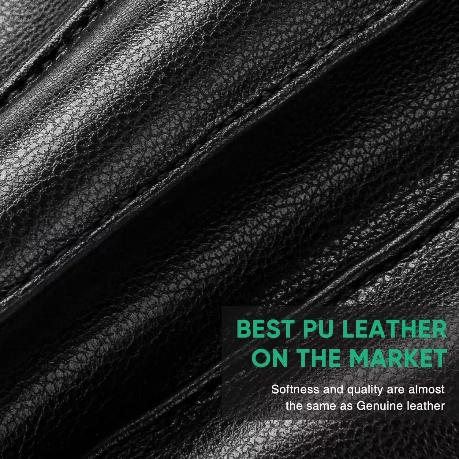 Alepo Winter PU Leather Gloves For Men, Warm Thermal Touchscreen Texting Typing Dress Driving Motorcycle Gloves Wool Lining - Image 4