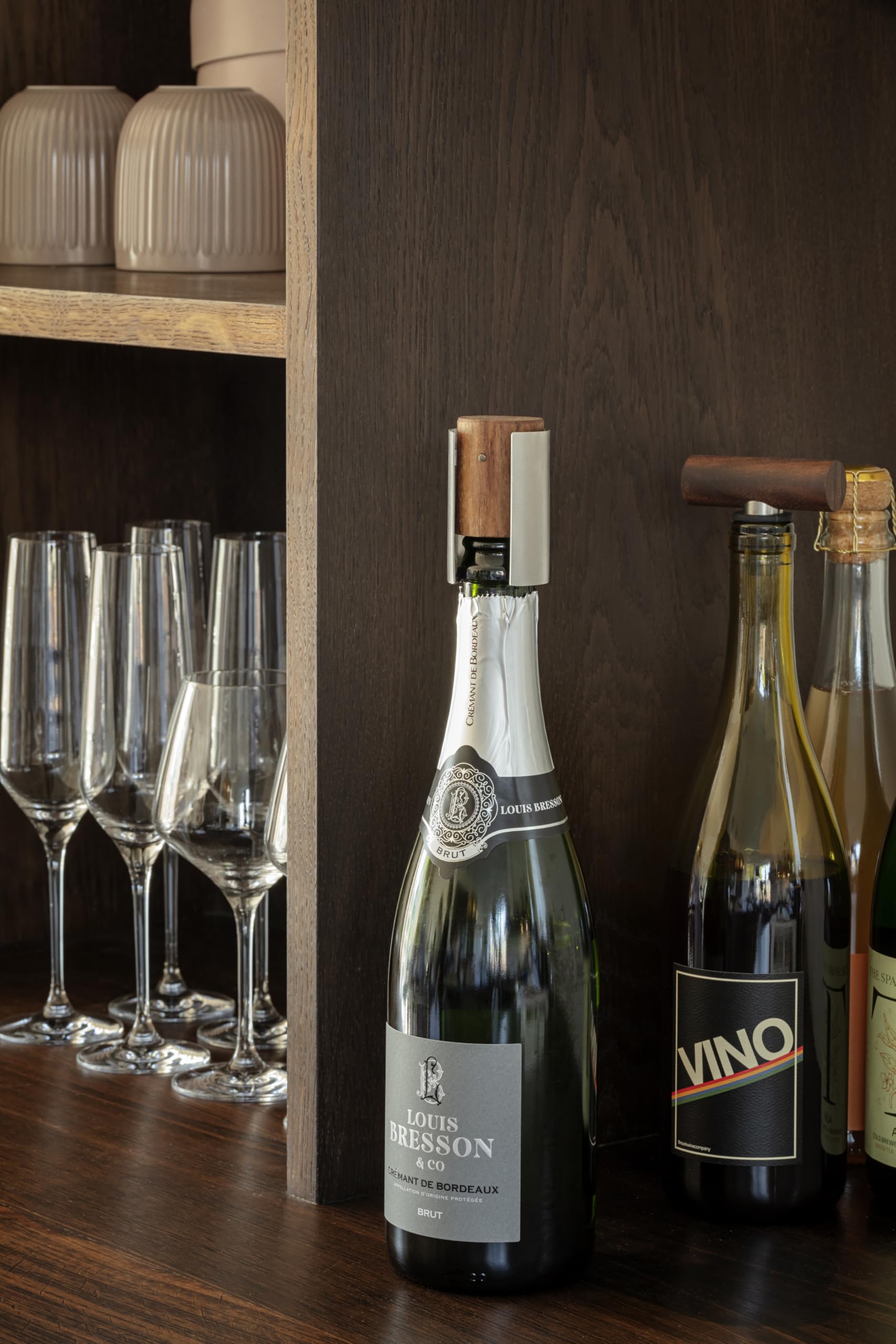 EVA SOLO Tappo liquido per spumante |Mantiene lo spumante aromatico a lungo dopo l'apertura | legno di noce