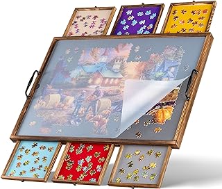 Tektalk Jigsaw Puzzle Board with Handles & PP Cover, Lightweight Portable Puzzle Table with 6 Sorting Drawers, Felt Mat Puzzle Plateau, for Up to 1000 Pieces