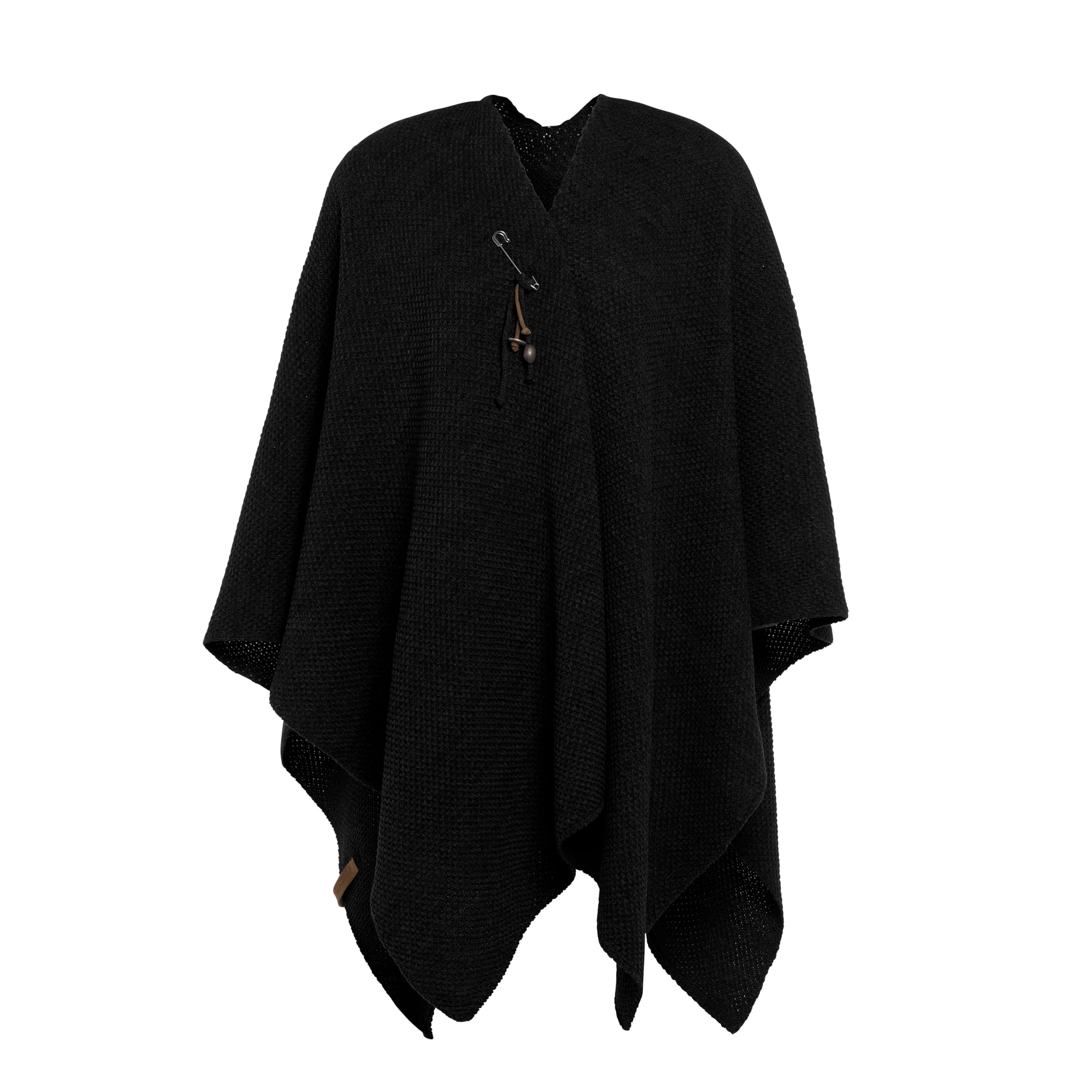Knit Factory Women's Black - Jazz Shawl Wrap - Knitted Poncho - Winter Poncho - Cape Coat - Shawls And Wraps - Blanket Scarf - One Size
