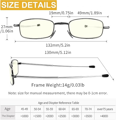 Miniatura 5 de Yiwaeye Gafas de lectura plegables con bloqueo de luz azul, almohadilla de nariz suave, bisagra de resorte, lectores delgados portátiles para