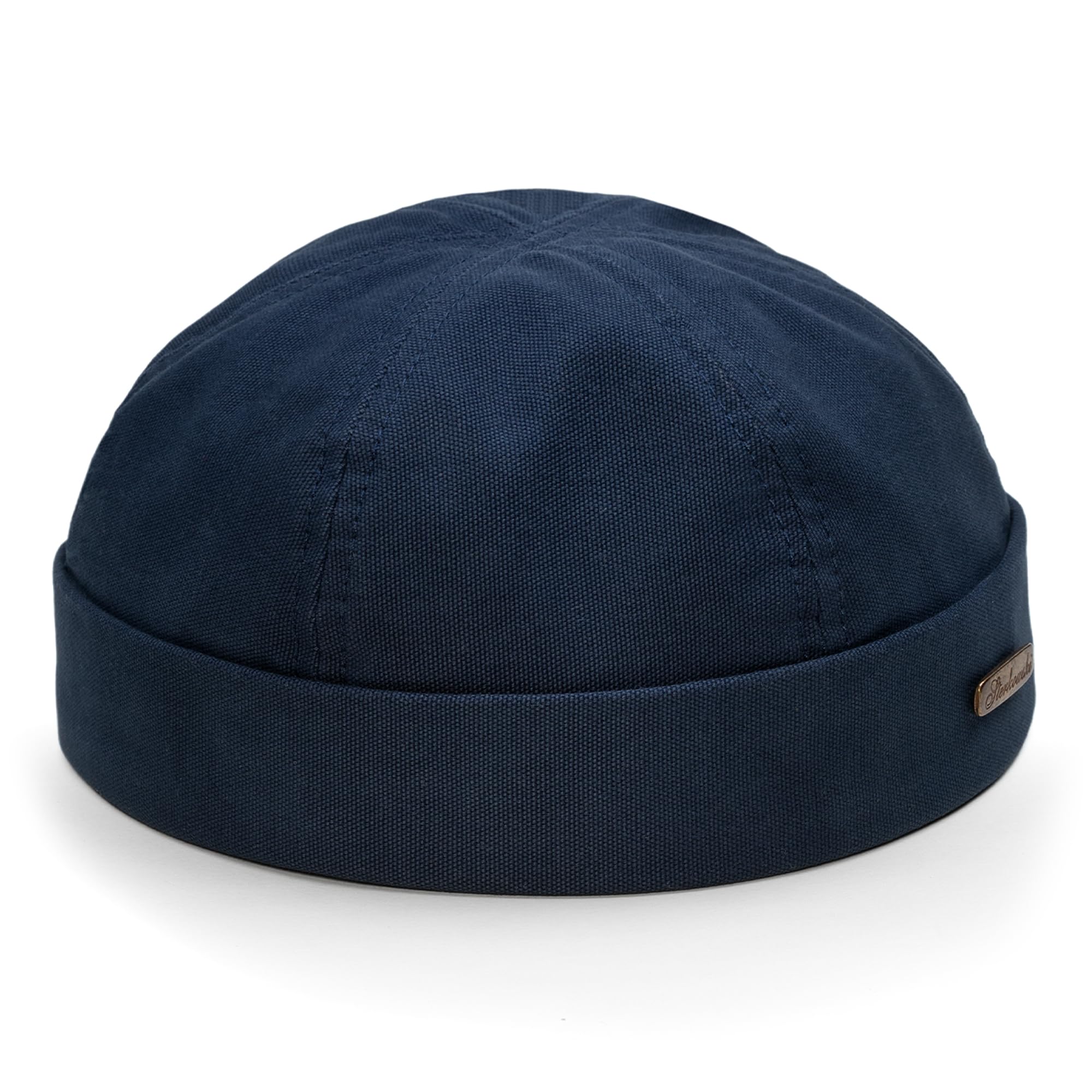 Sterkowski Men's Navy Blue Docker Cap | 100% Softened Cotton Beanie For And Wo Work Sailor Brimless Skullcap Fisherman Trawler 56 Cm