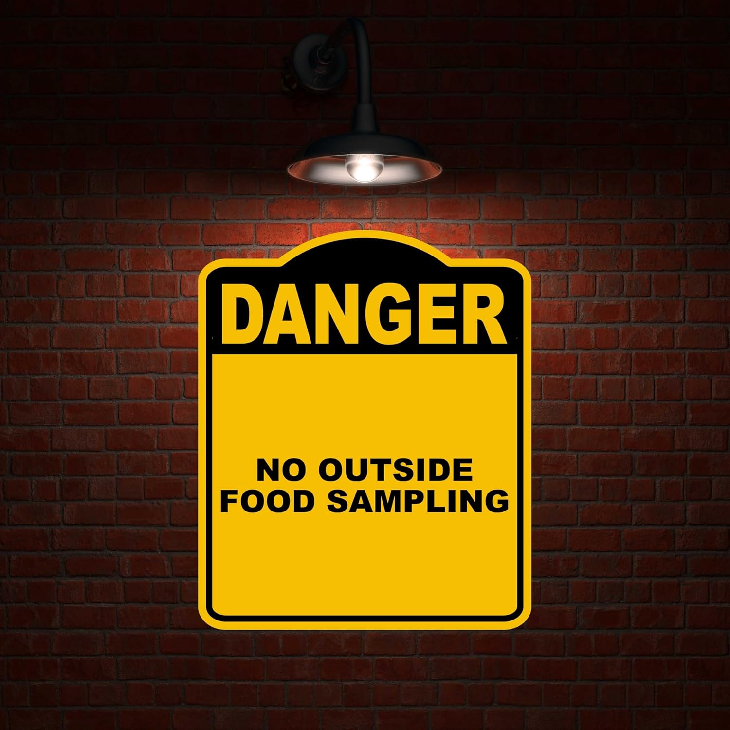 NO OUTSIDE FOOD SAMPLING Danger Yellow Black Aluminum Composite Sign 20 x 24 inches