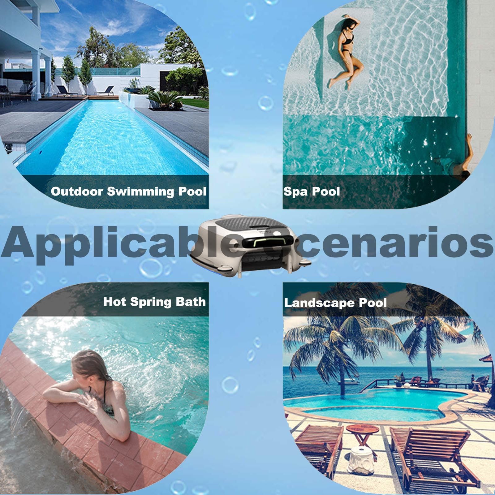 Limpiafondos RobóTico InaláMbrico para Piscinas, con Control Remoto, para hasta 2000sq.Ft, Recogedor AutomáTico De Hojas Y Residuos, Modo De Limpieza De 3 Velocidades