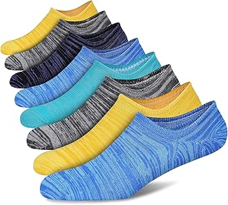 FLYRUN Mens No Show Cotton Socks 8 Pack Low Cut Casual Sock with Non-Slip Grips