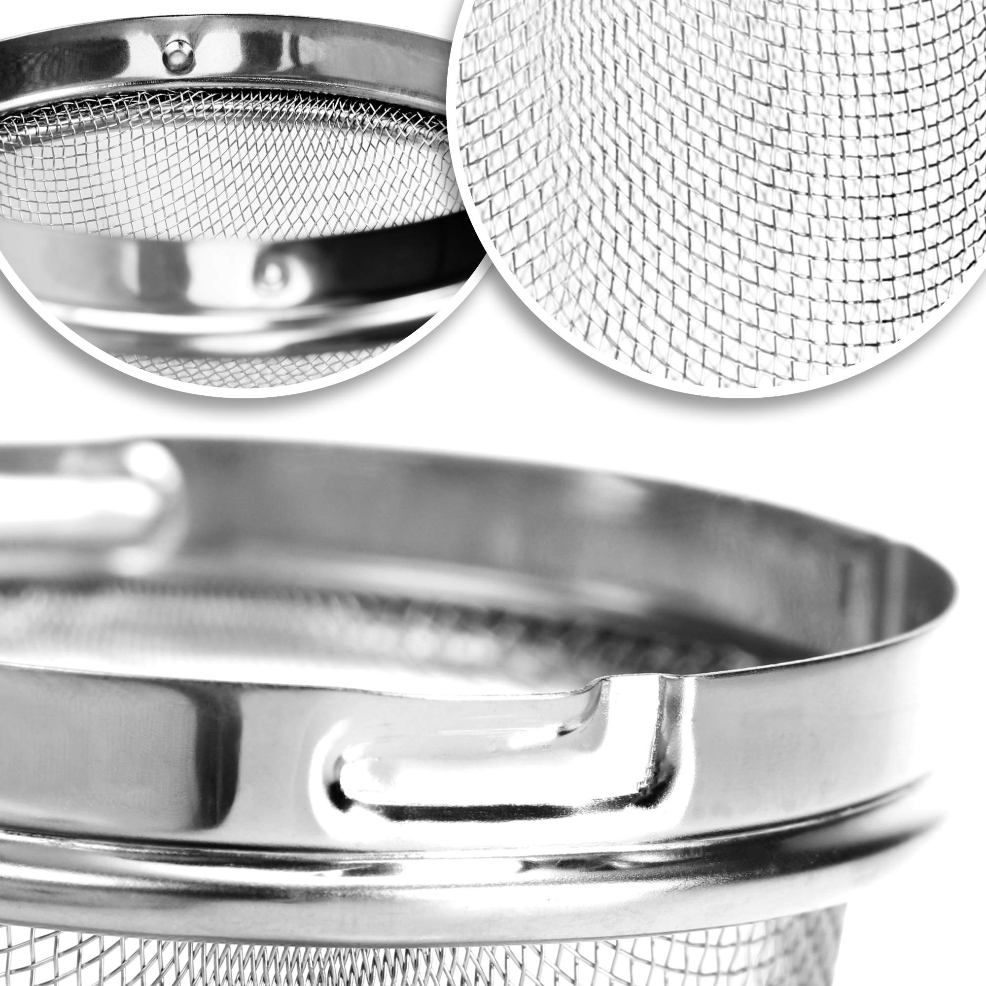 COM-FOUR® 4x colador de té de acero inoxidable 304, apto para lavavajillas - huevo de té Ø 6,5 cm para té suelto, especias y hierbas - filtro de té de malla fina con cadena - colador de especias