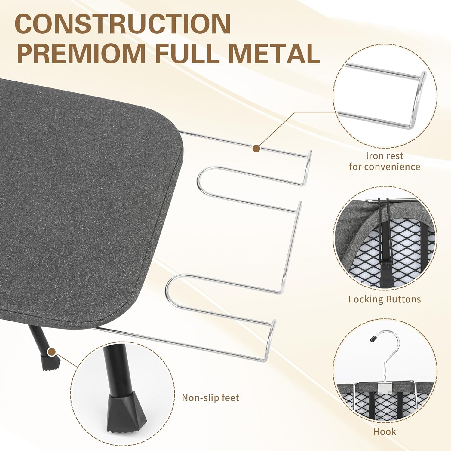 Folding Tabletop Ironing Board with Iron Rest, 31.6 x 12.5 inches, Padded Cotton Cover, Metal Mesh Panel, Mini Iron Board for Small Space and Travel,Gray