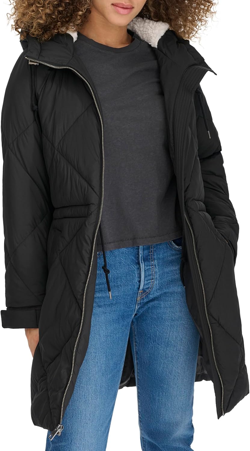 Levi's Women's Soft Sherpa Lined Diamond Quilted Long Parka Jacket (Standard & Plus Sizes)