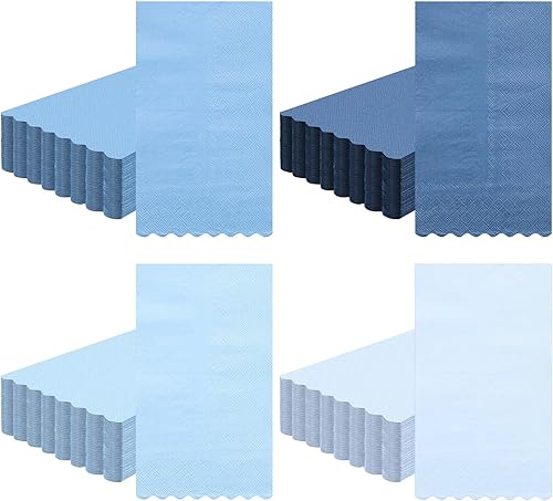 Miniatura 25 de Zhanmai Paquete de 100 servilletas de cóctel de 5 x 5 pulgadas, servilletas festoneadas de papel de color degradado con bordes festoneados, almuerzo