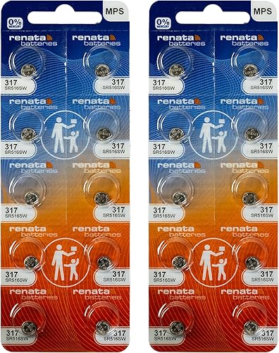 Renata 317 SR516SW Baterías  1.55 V Óxido de Plata 317 Batería de reloj (20 unidades)