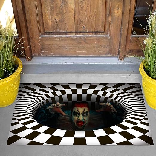 JOYIN 30” x 17” Halloween 3D Vortex Illusion Doormat, Stereo Vision Hole Natural