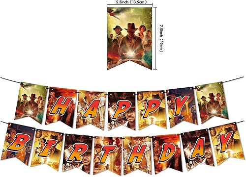 Miniatura 2 de Suministros para fiestas de cumpleaños de Indiana Jones, decoraciones de cumpleaños temáticas de aventuras occidentales, incluyendo pancarta,