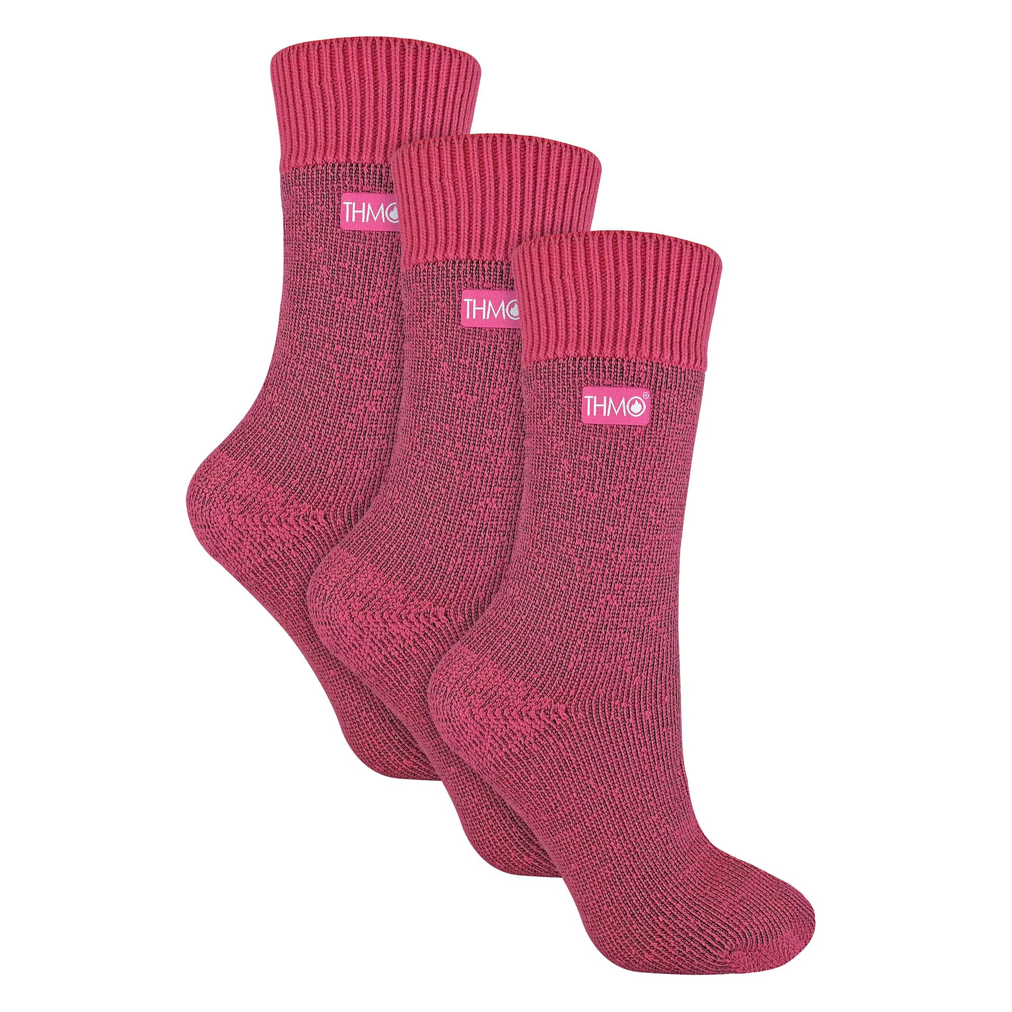 Thmo Women's Pink - 3 Pack Multipack Thick Winter Warm Socks With Comfort Top (4-8, )